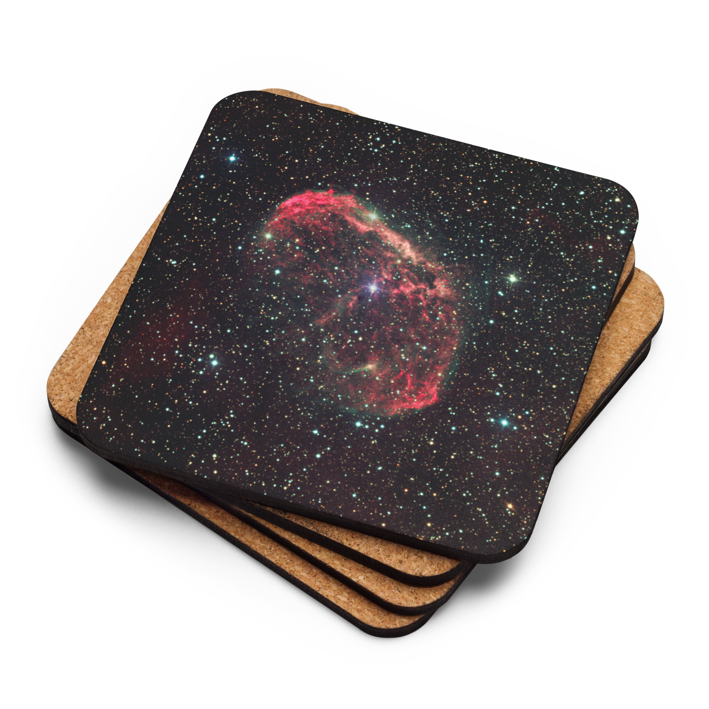 Crescent Surfing the Solar Wind: Astrophotography Coaster with Cork Backing