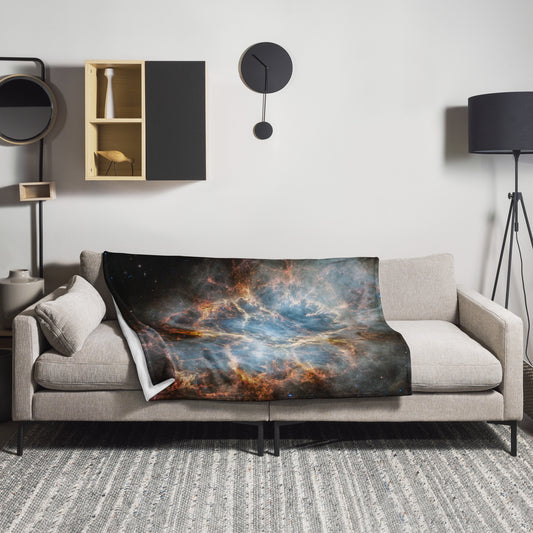 Crab Nebula from JWST Printed on a Throw Blanket in Galactic Sizes