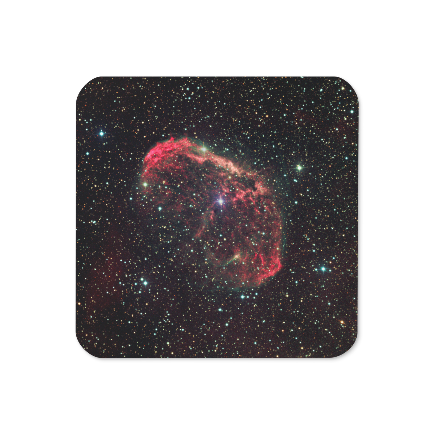 Crescent Surfing the Solar Wind: Astrophotography Coaster with Cork Backing
