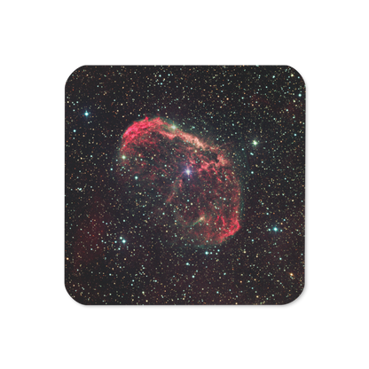 Crescent Surfing the Solar Wind: Astrophotography Coaster with Cork Backing