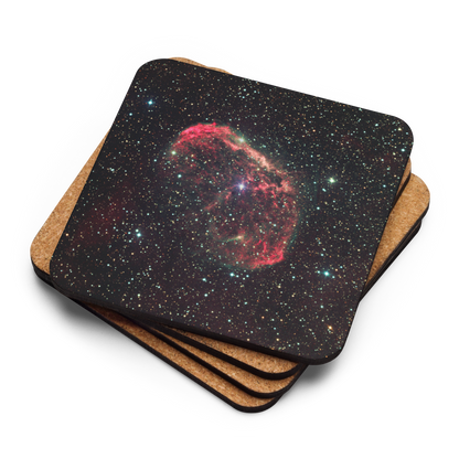 Crescent Surfing the Solar Wind: Astrophotography Coaster with Cork Backing