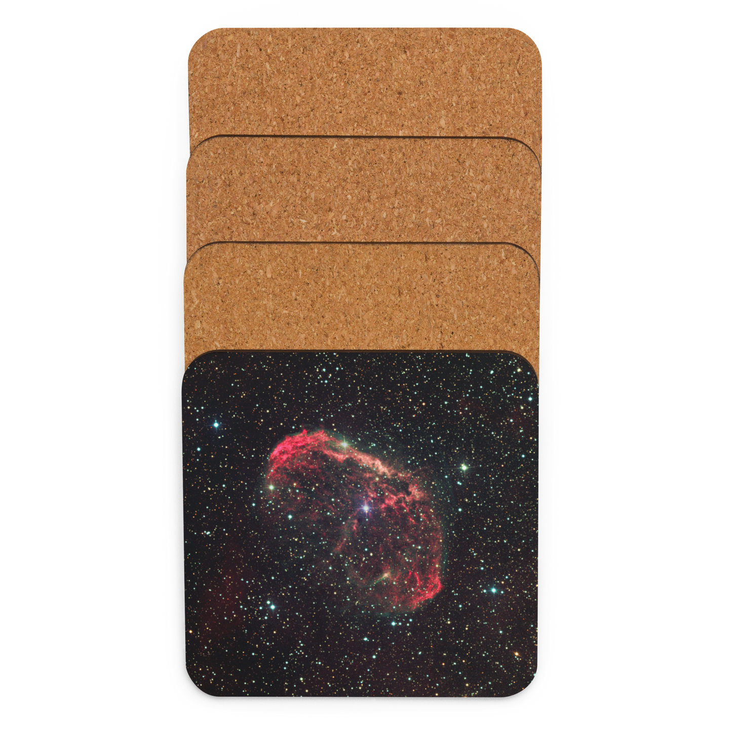 Crescent Surfing the Solar Wind: Astrophotography Coaster with Cork Backing