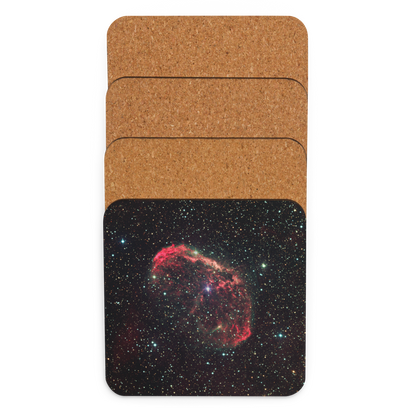 Crescent Surfing the Solar Wind: Astrophotography Coaster with Cork Backing