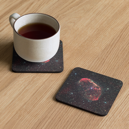 Crescent Surfing the Solar Wind: Astrophotography Coaster with Cork Backing