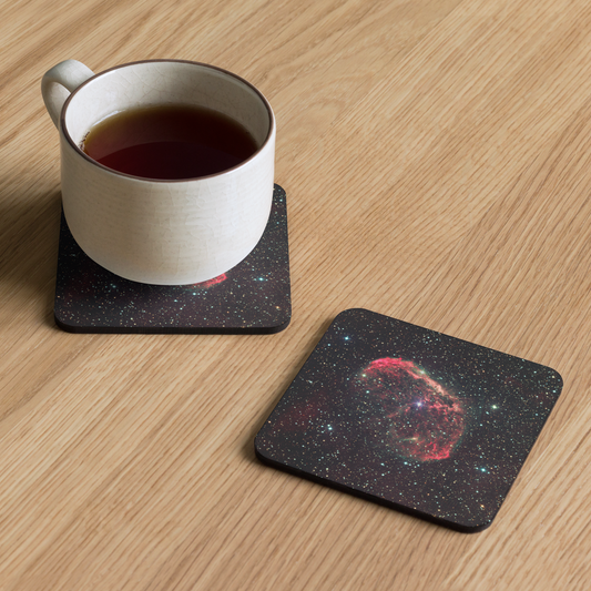 Crescent Surfing the Solar Wind: Astrophotography Coaster with Cork Backing