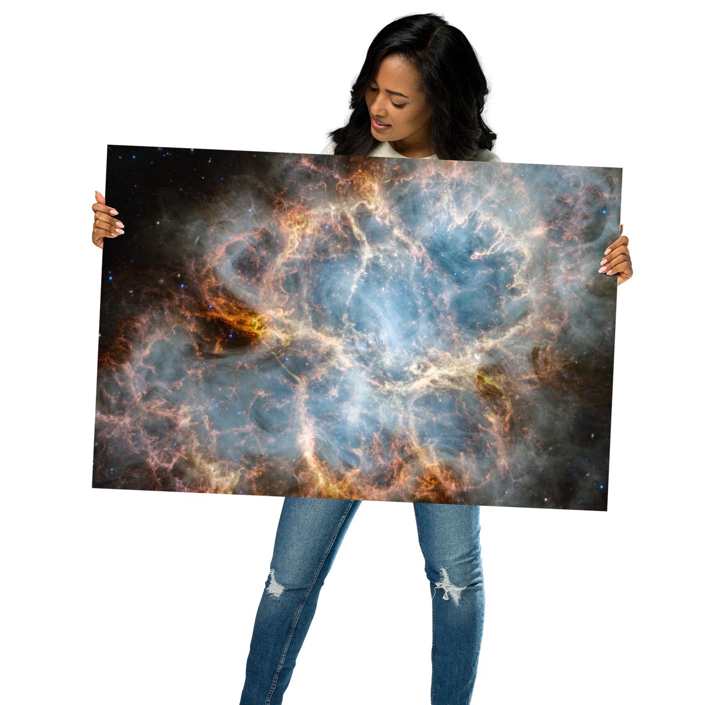 Crab Nebula from JWST Matte Poster Print in Galactic Sizes