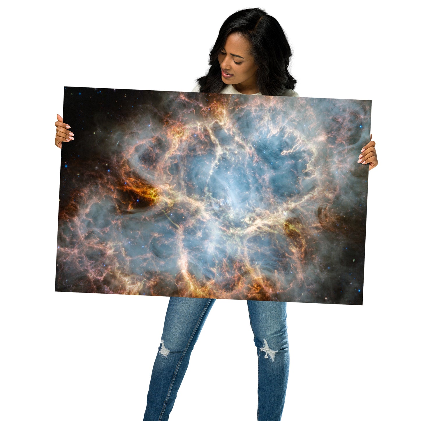 Crab Nebula from JWST Matte Poster Print in Galactic Sizes