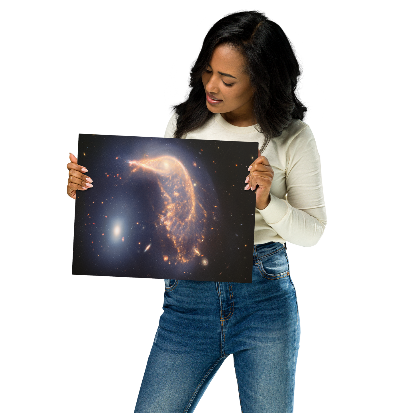 Galactic Embrace: Penguin and Egg Galaxies Metal Print by JWST