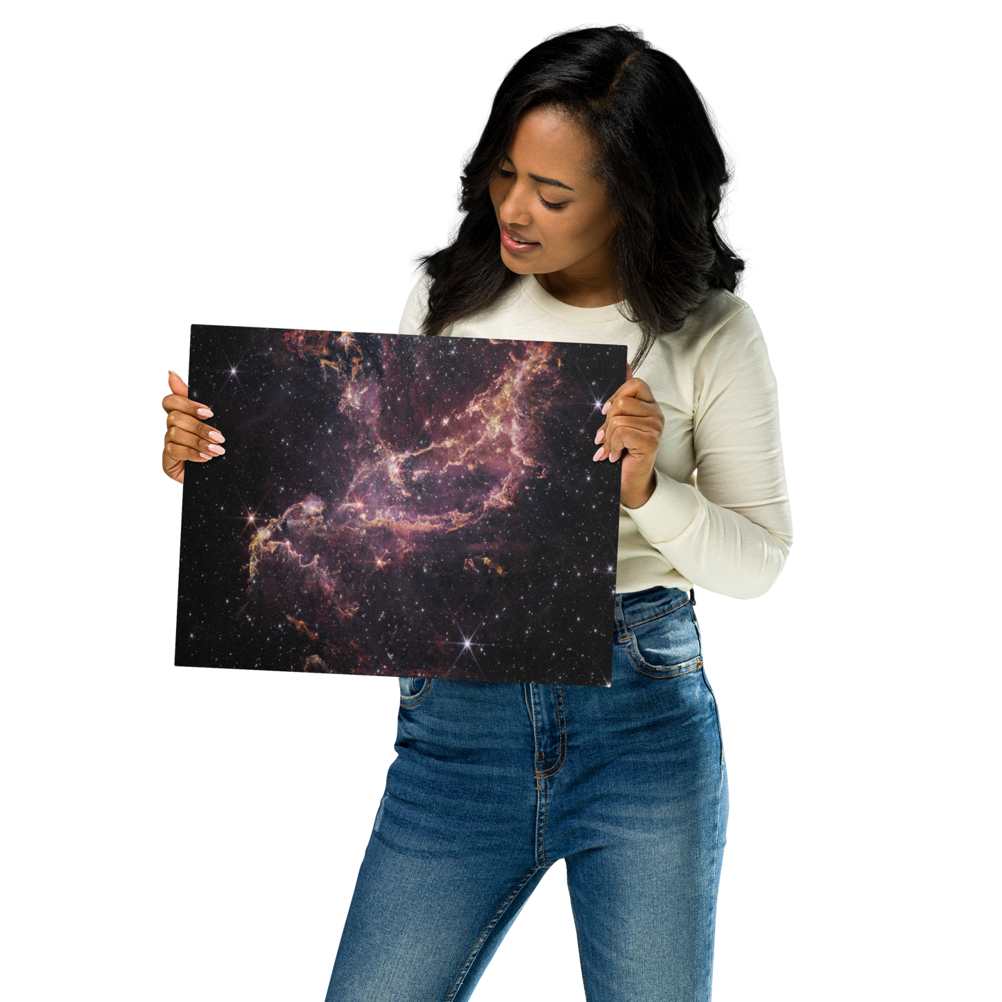 Small Magellanic Cloud: A Star Cluster Revealed by JWST Printed on Metal
