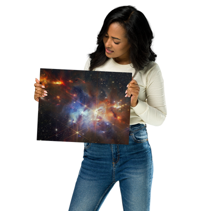 The Serpens Nebula: A Star-Forming Region Captured by JWST Printed on Metal