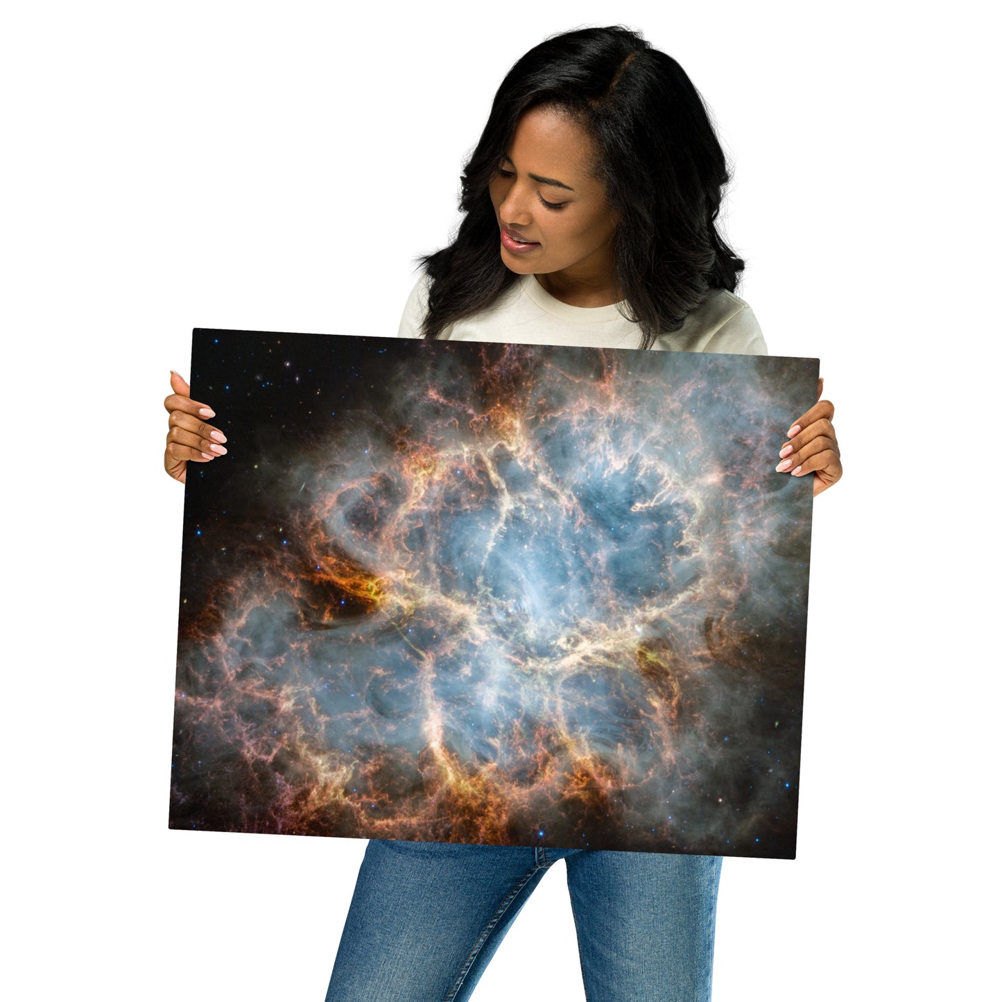 Crab Nebula from JWST Printed on Metal in Galactic Sizes