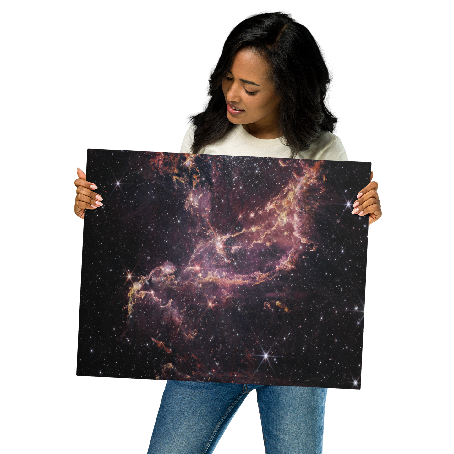 Small Magellanic Cloud: A Star Cluster Revealed by JWST Printed on Metal