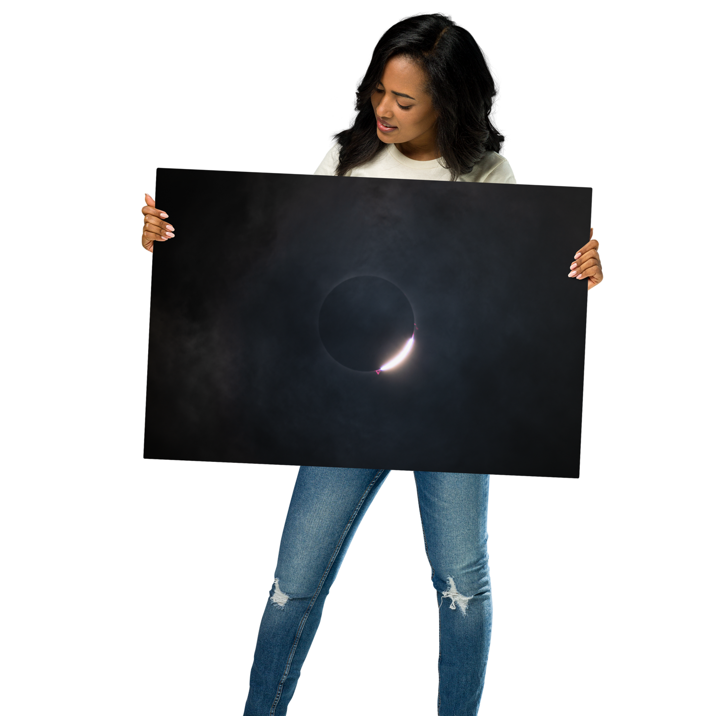 2024 Solar Eclipse Metal Print - Illuminate Your Space with Diamond Ring Radiance 🌞
