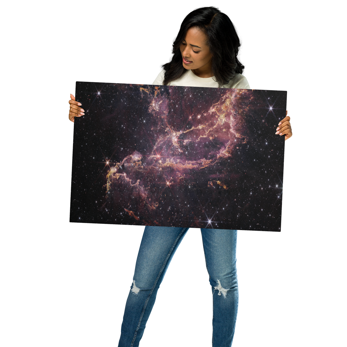 Small Magellanic Cloud: A Star Cluster Revealed by JWST Printed on Metal