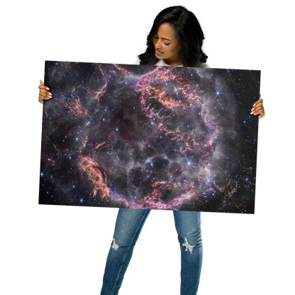 Cassiopeia A: Cosmic Explosion Captured by JWST printed on Metal