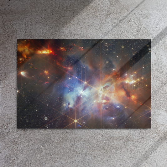 The Serpens Nebula: A Star-Forming Region Captured by JWST Printed on Metal