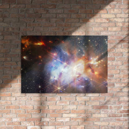 The Serpens Nebula: A Star-Forming Region Captured by JWST Printed on Metal