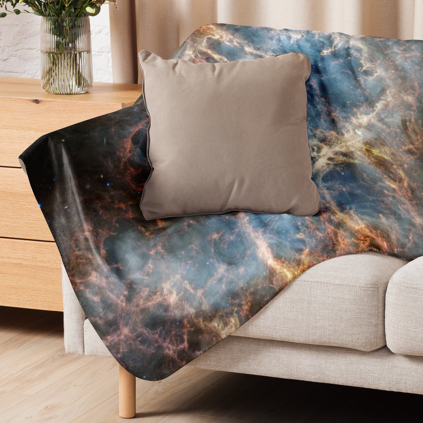 Crab Nebula from JWST Printed on a Sublimated Sherpa Blanket in Galactic Sizes