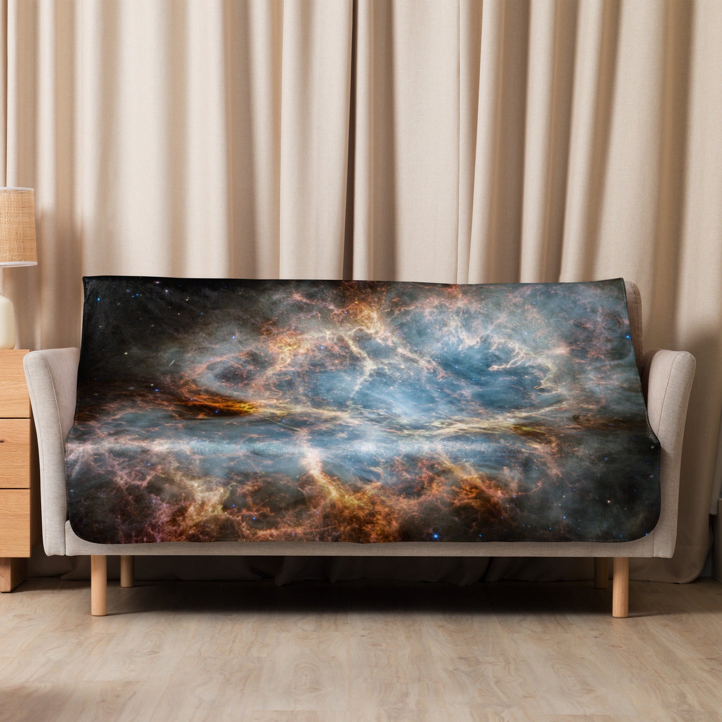 Crab Nebula from JWST Printed on a Sublimated Sherpa Blanket in Galactic Sizes