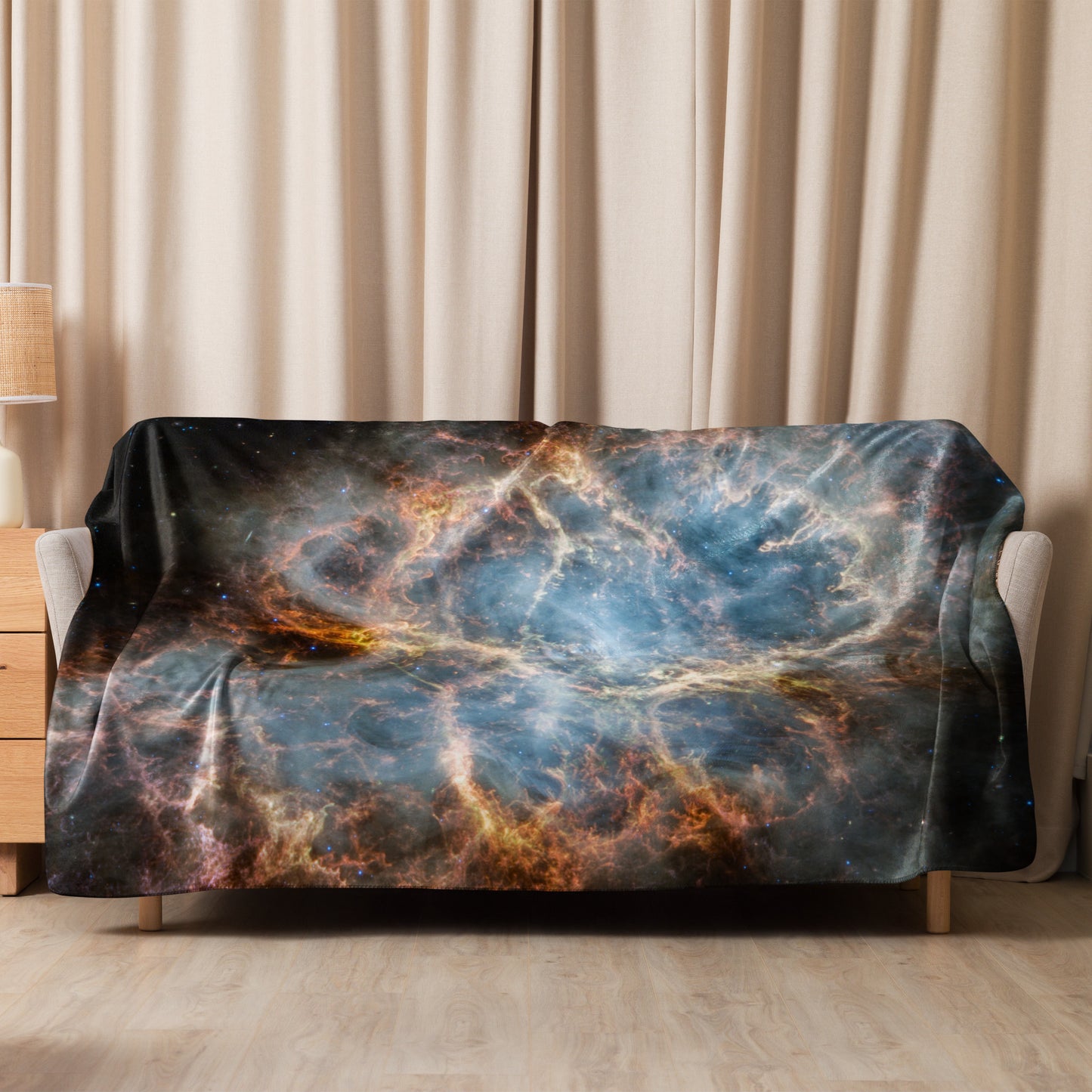 Crab Nebula from JWST Printed on a Sublimated Sherpa Blanket in Galactic Sizes