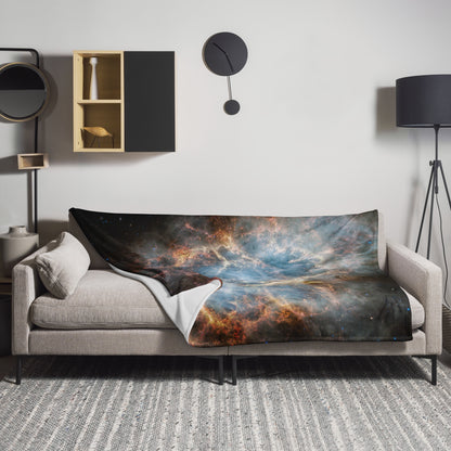 Crab Nebula from JWST Printed on a Throw Blanket in Galactic Sizes