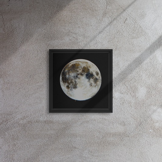 Moon Almost Hitting Mars, Astrophotography, Framed Canvas