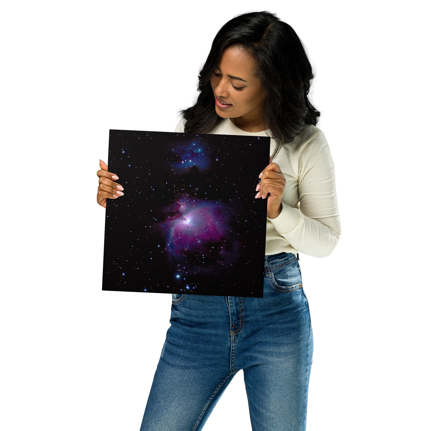 Orion Nebula, Messier 42, Astrophotography, Glossy Metal 12"x12" Print